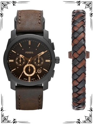 Fossil Machine Men's Watch with Stainless Steel or Leather Band, Chronograph or Analog Watch Display