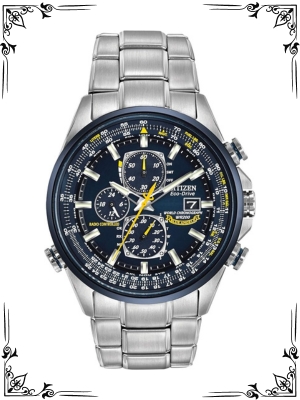 Citizen Men's Eco-Drive Sport Luxury World Chronograph Atomic Time Keeping Watch in Stainless Steel, Blue Dial