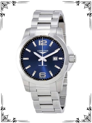 Longines mens watches Conquest L3.760.4.96.6 Blue dial Stainless Steel 43mm