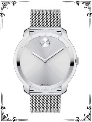 Movado Men's BOLD Thin Stainless Steel Watch with a Printed Index Dial, Silver