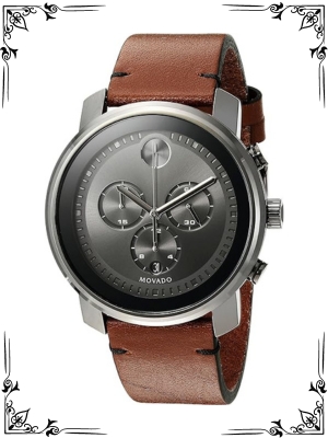 Movado Men's Swiss Quartz Stainless Steel and Brown Leather Casual Watch