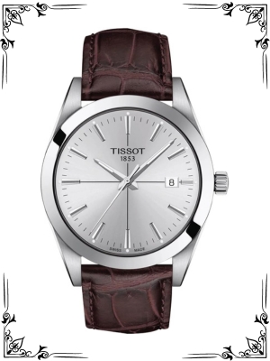 Tissot mens Gentleman Quartz Stainless Steel Dress Watch Brown