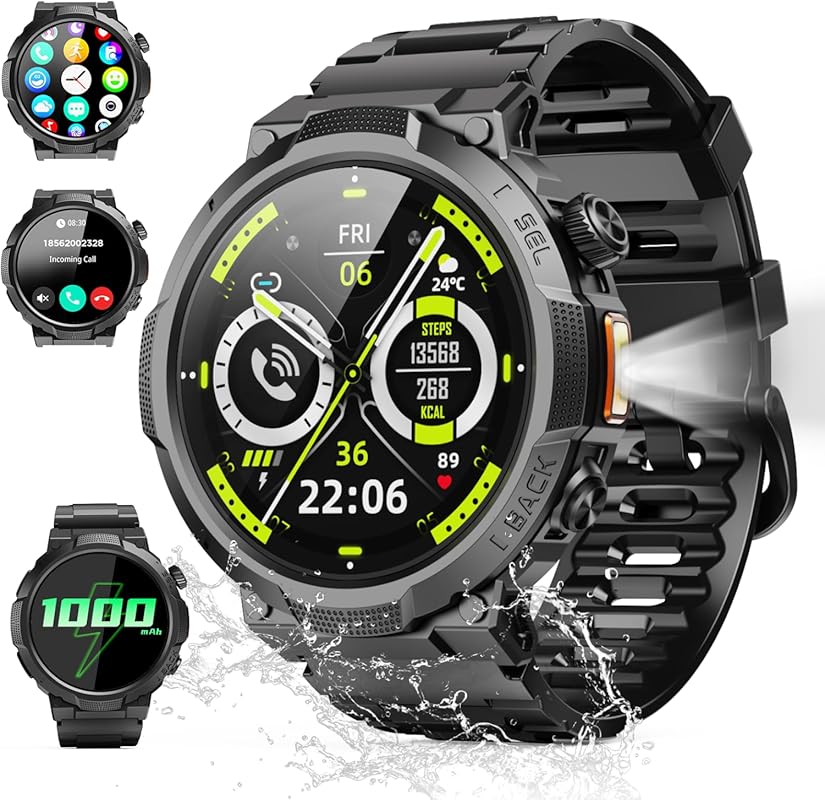 1.53 Inch Military Smart Watch with Bluetooth Calling 50 Day Battery L